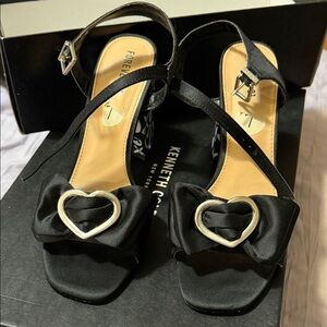 Kenneth Cole Black Heels with Silver Heart Accent